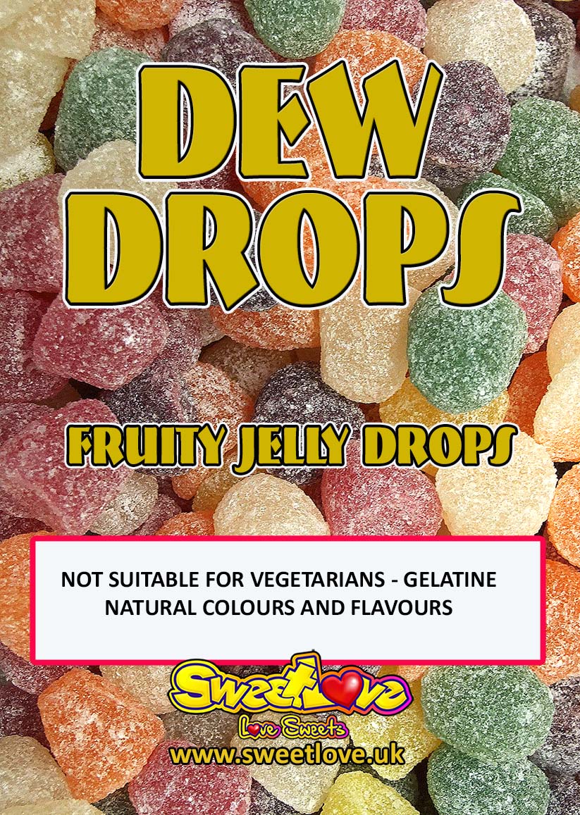 Vending label for Dew Drops.